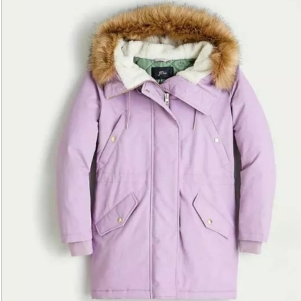J. Crew Perfect Winter Parka Muted Orchid Size Small NWT